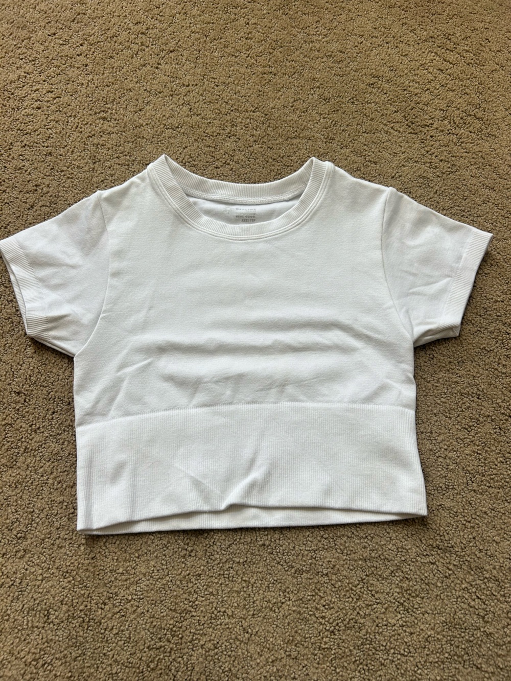 Offline by Aerie White Short Sleeve Ribbed Knit Tee